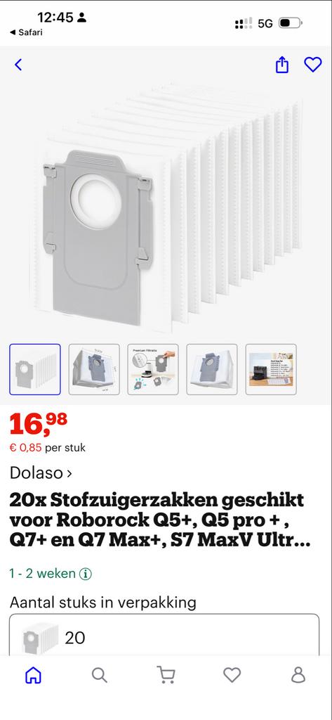 10 stuks Roborock Stofzuigerzakken - (Q5+, Q7+,S7 MaxV, S8+), Ophalen of Verzenden, Nieuw, Robotstofzuiger