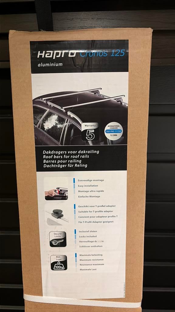 NIEUW IN VERPAKKING Dakdragers – Hapro Cronos 125 Aluminium, Auto diversen, Dakdragers, Ophalen of Verzenden, Nieuw