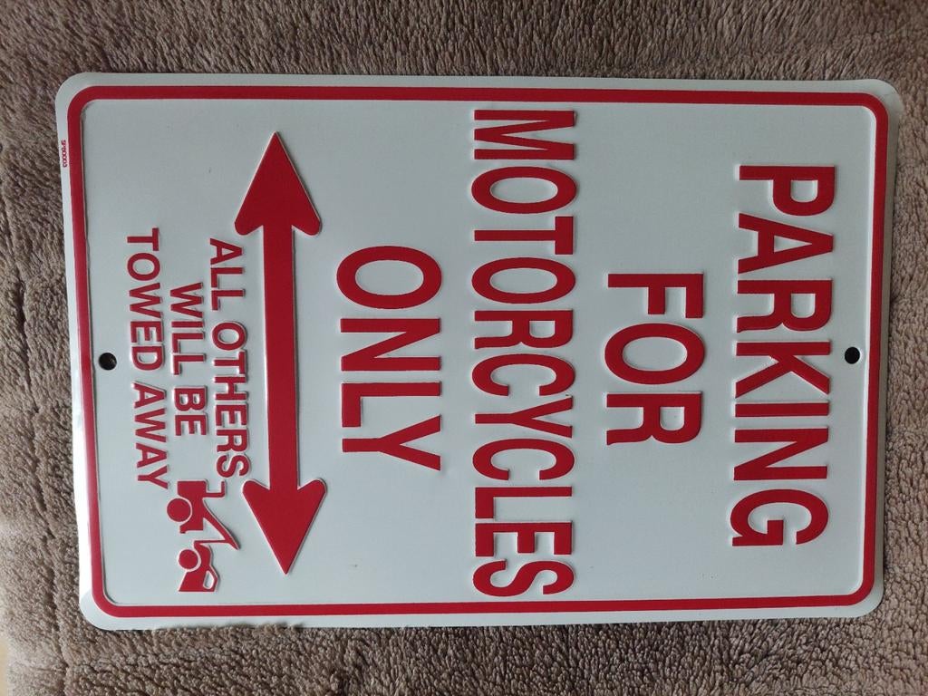 Metalen bord - Motorcycle Parking Only, Ophalen of Verzenden, Zo goed als nieuw