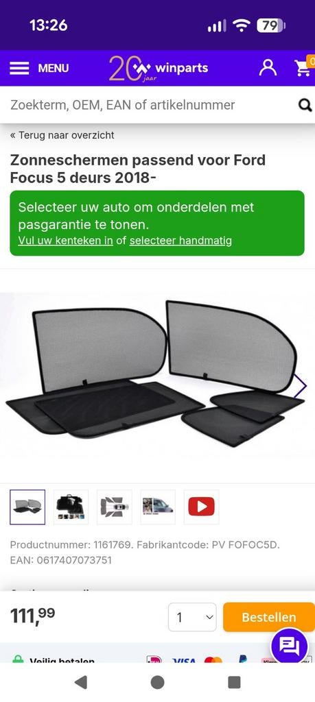 Auto Zonneschermen Ford Focus 2018, Ophalen of Verzenden, Gebruikt