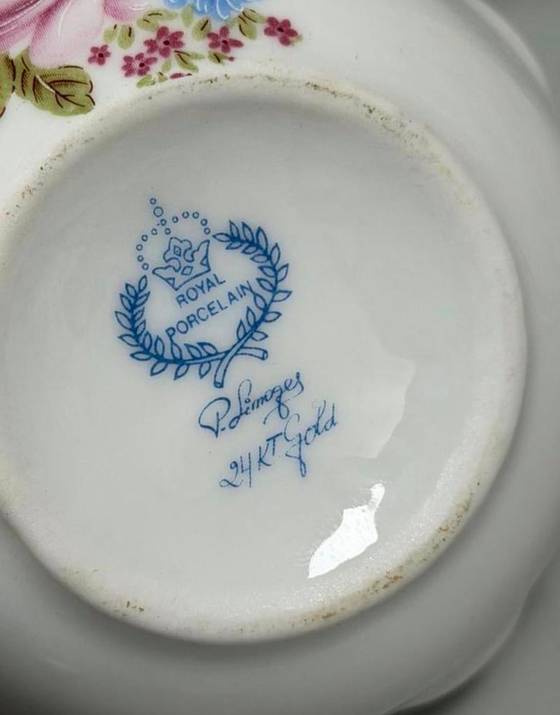 ROYAL PORCELAIN P. Limoges 24KT Gold melkkan en schaaltje, Ophalen of Verzenden