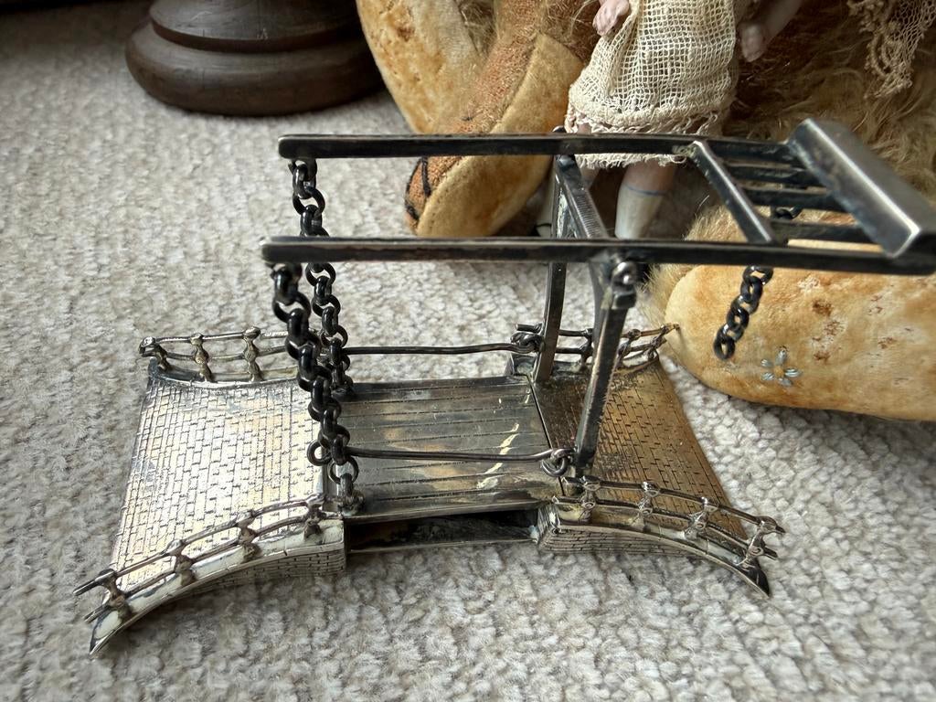 Miniatuur oude/ antieke zilveren ophaalbrug, Ophalen of Verzenden