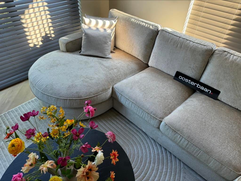 Luxe Velvet Teddy U-Bank Lio 170x365x250cm Beige Sand NIEUW, Info@oosterbaanwonen.nl, Nieuw, Ophalen of Verzenden, Venus 31 8448 CE Heerenveen