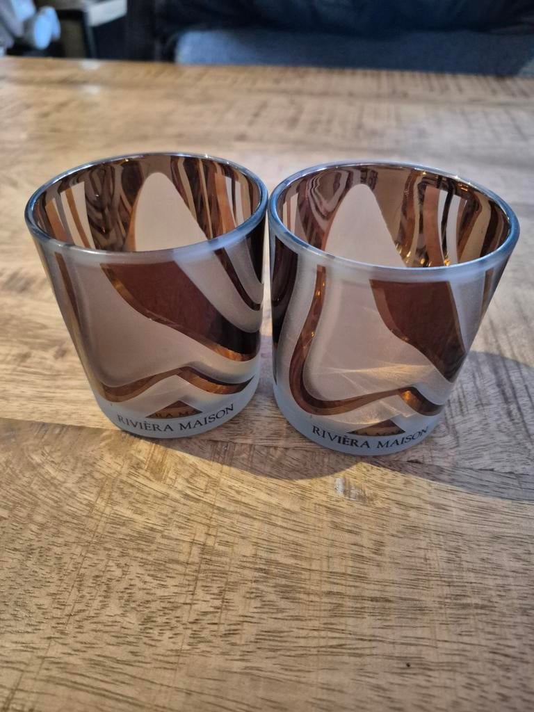 Riviera maison waxinelicht houders, Huis en Inrichting, Ophalen of Verzenden, Zo goed als nieuw, Overige materialen, Minder dan 25 cm