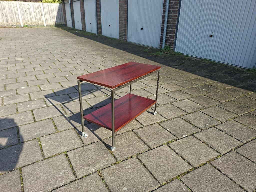 trolley van palisander hout, Huis en Inrichting, Tafels | Bijzettafels, Gebruikt, Vintage, 55 tot 75 cm, Rechthoekig