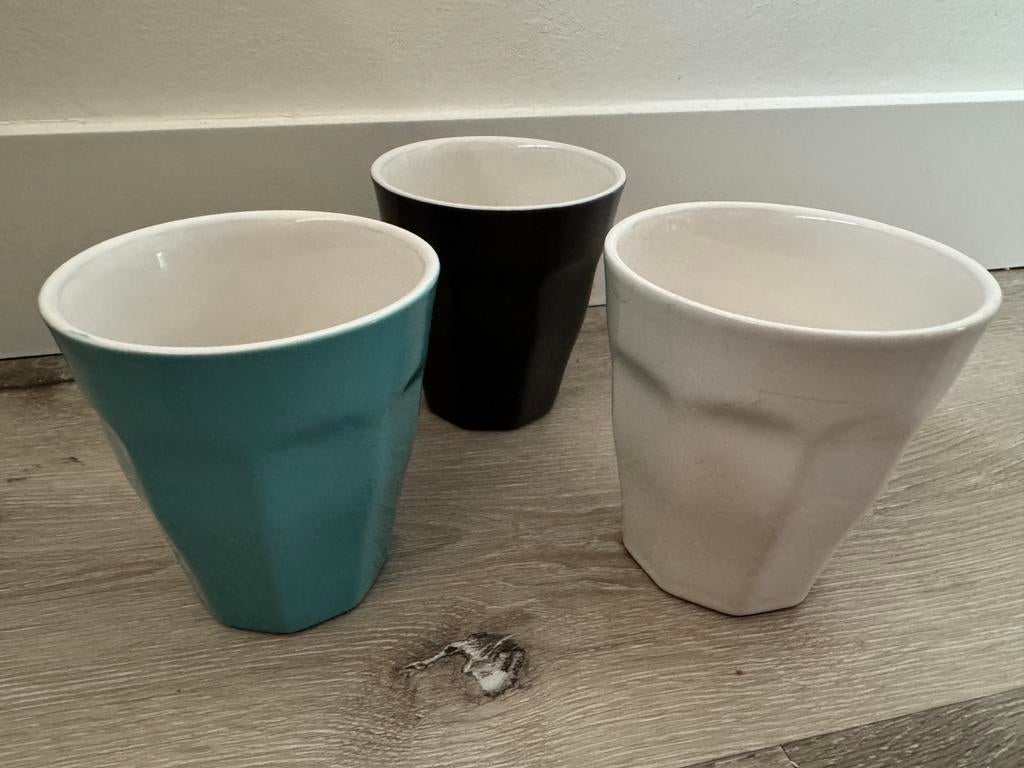 3 koffiemokken Hema, Gebruikt, Ophalen of Verzenden, Effen, Kop(pen) en/of Schotel(s)