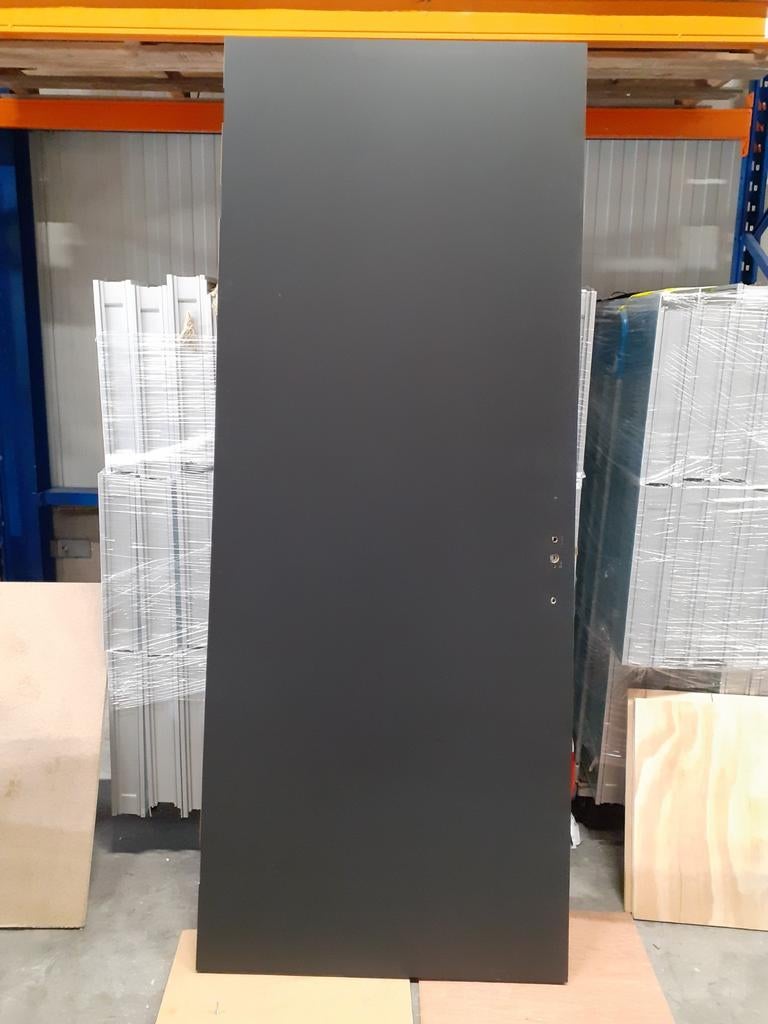 Hpl deur bruin met aluminium kozijn compleet rechtsdraaiend, Ophalen