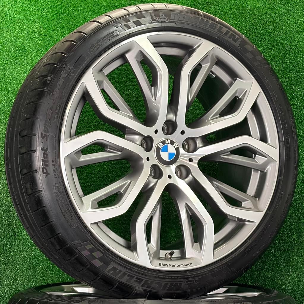 Originele 21 inch BMW style 375 velgen met banden X5 X6 F15, Gebruikt, 285 mm, Banden en Velgen, Germany