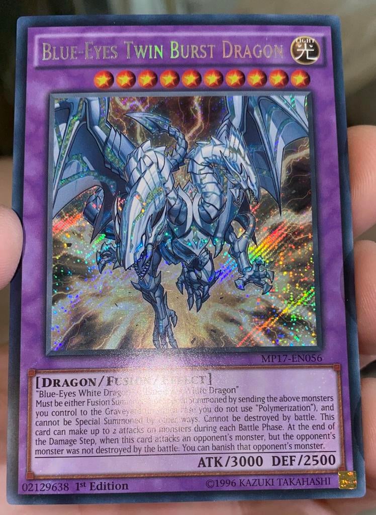 Yu-Gi-Oh! Blue-Eyes Twin Burst Dragon MP17 1st Secret Rare !, Verzenden, Zo goed als nieuw, Losse kaart, Foil