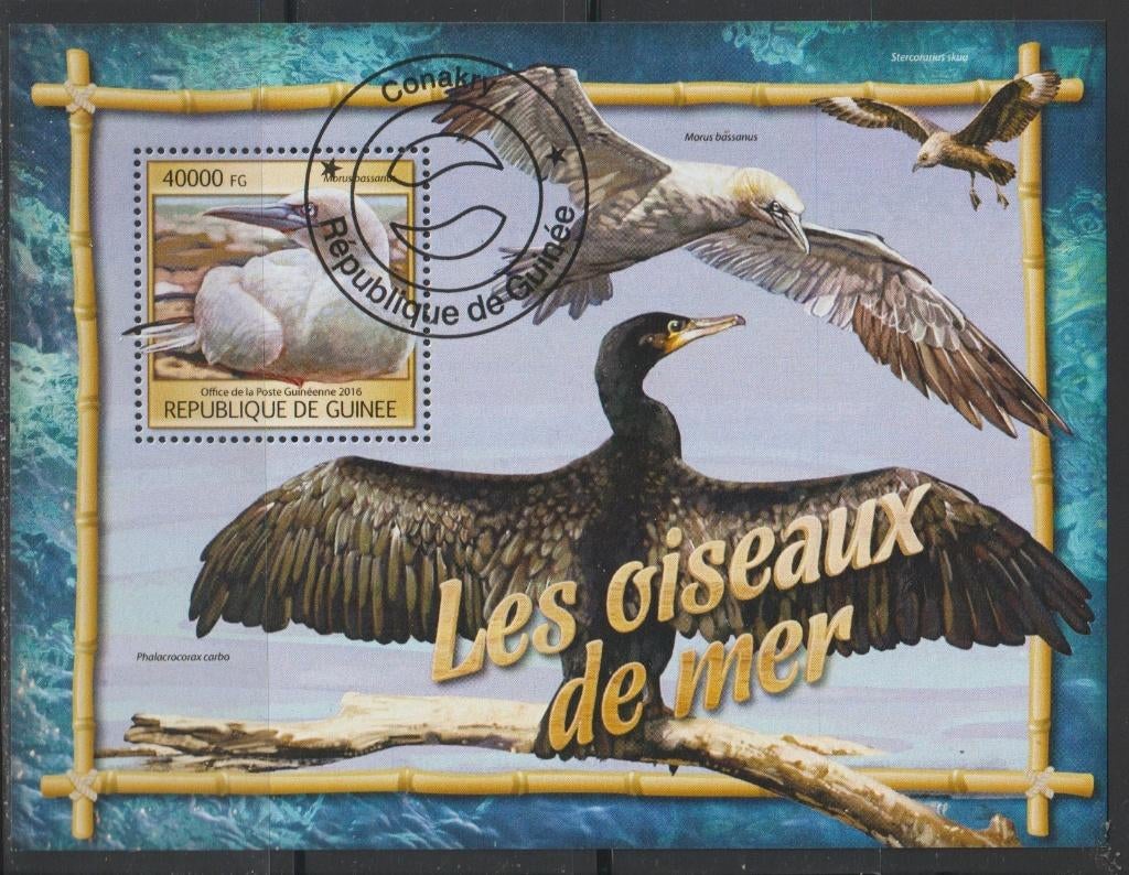 VOGELS = ZEEVOGELS = Mooi bl. v GUINEE-GB-30, Verzenden, Gestempeld, Dier of Natuur