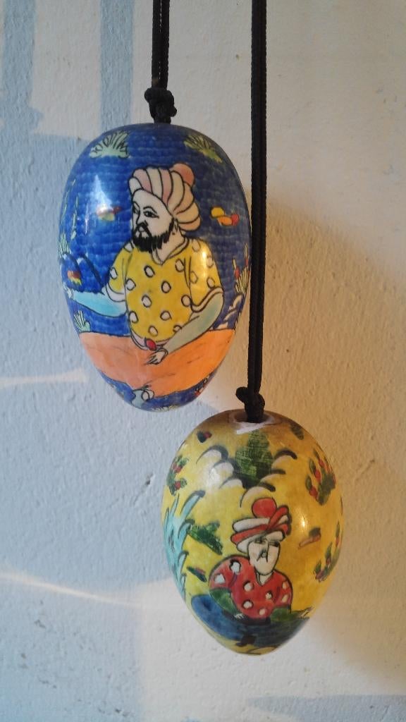 Hand beschilderde eieren met Oosterse afbeeldingen., Ophalen of Verzenden