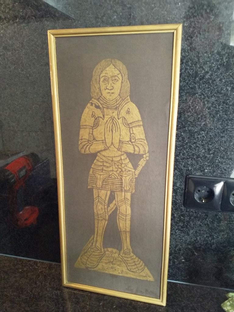 Brass rubbing afbeelding, Middeleeuwse ridder, Ophalen