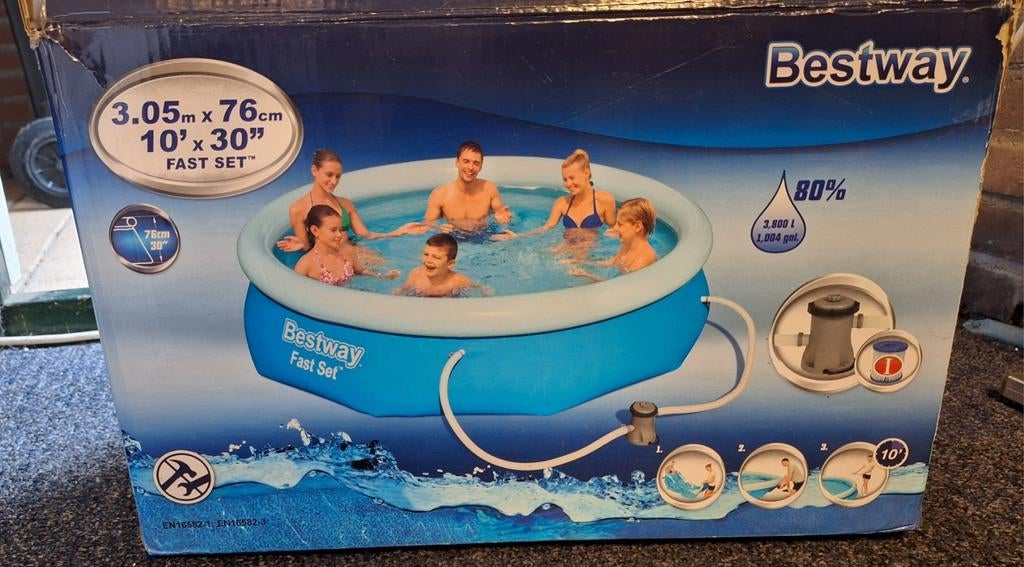 Zwembad met trapje, Ophalen, Minder dan 80 cm, Rond, 300 cm of meer