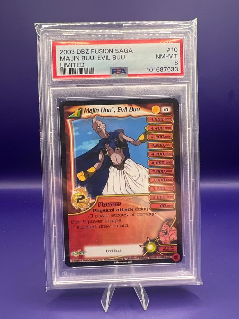 Majin Buu, Evil Buu PSA 8 Dragon Ball Z kaart 1/1 in PSA‼️, Ophalen of Verzenden, Zo goed als nieuw, Losse kaart