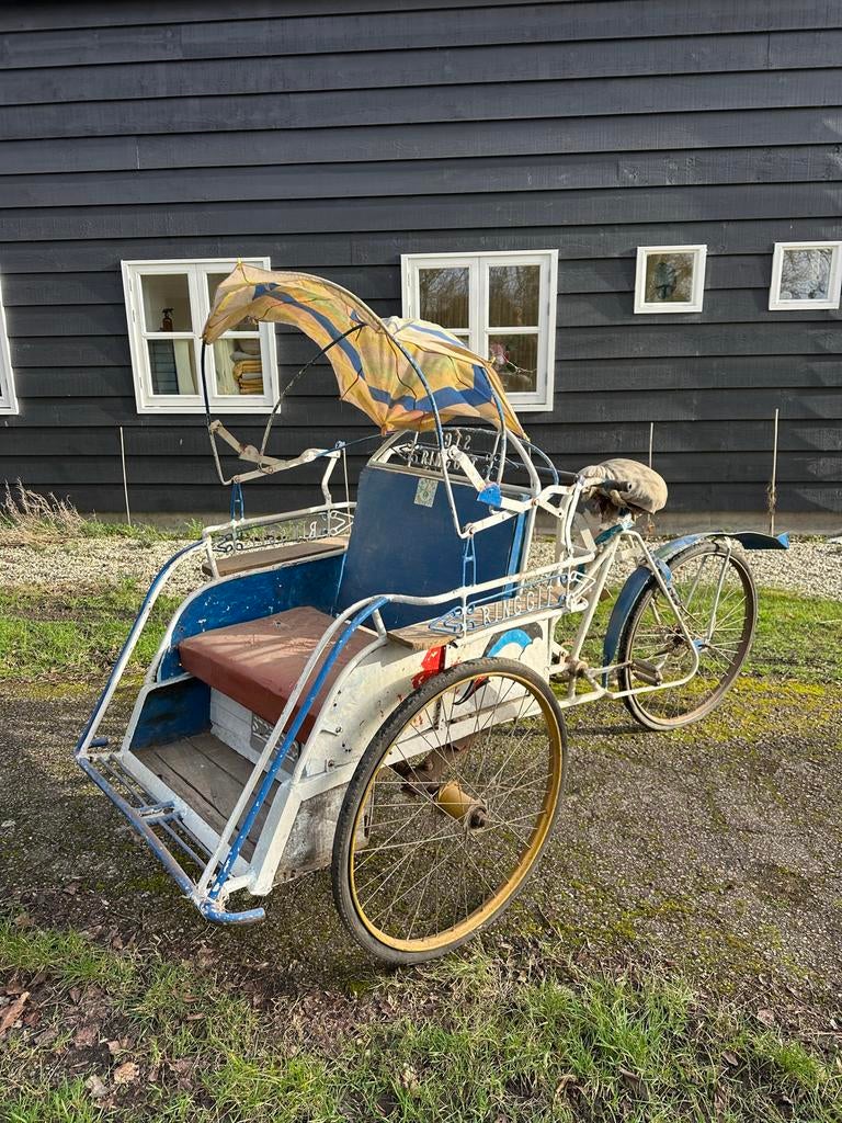 Unieke Bedjak - Riksja - Bakfiets - Decoratie, Fietsen en Brommers, Overige merken, Gebruikt, Huif, Ophalen of Verzenden