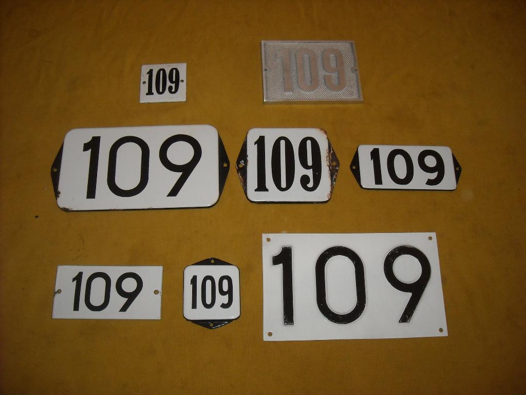 oud emaille huisnummer 109 ook 110 111 112 113 114 115 116 7, Ophalen of Verzenden