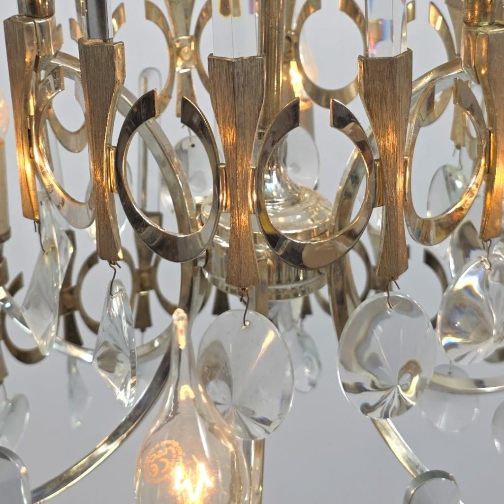 Sciolari ovali kroonluchter 60s chrome met glas Italiaans, Ophalen of Verzenden, Gebruikt, Glas