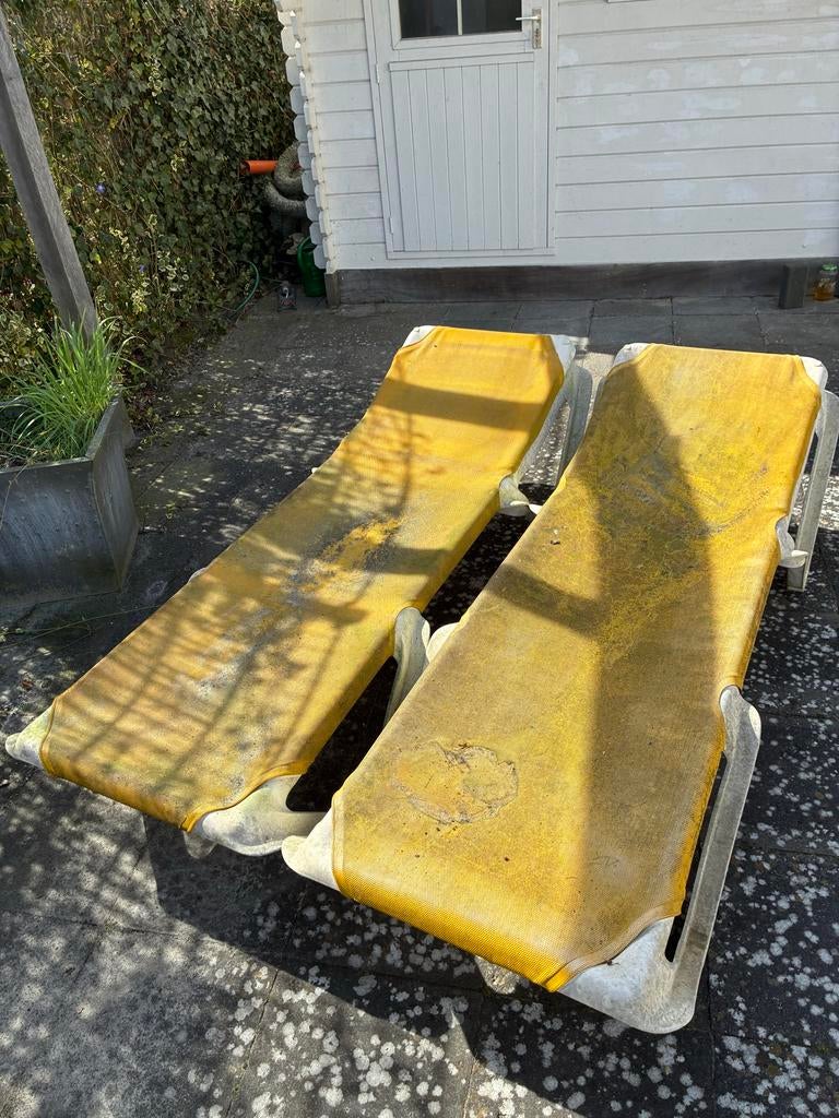 2 Professionele Zwembad Ligbedden - Goede Staat, Tuin en Terras, Ophalen, Gebruikt, Textileen