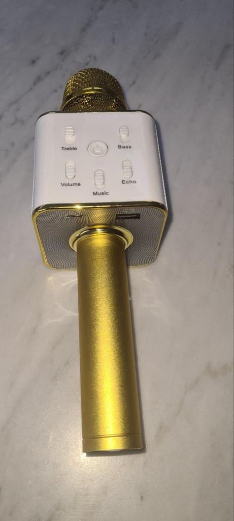 Karaoke Microfoon met Stemvervormer - Goud, Ophalen of Verzenden, Zo goed als nieuw