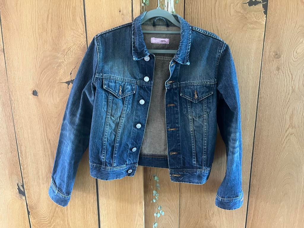 Dames spijker jack van denim maat S, Ophalen of Verzenden, Gedragen, Maat 36 (S), Blauw