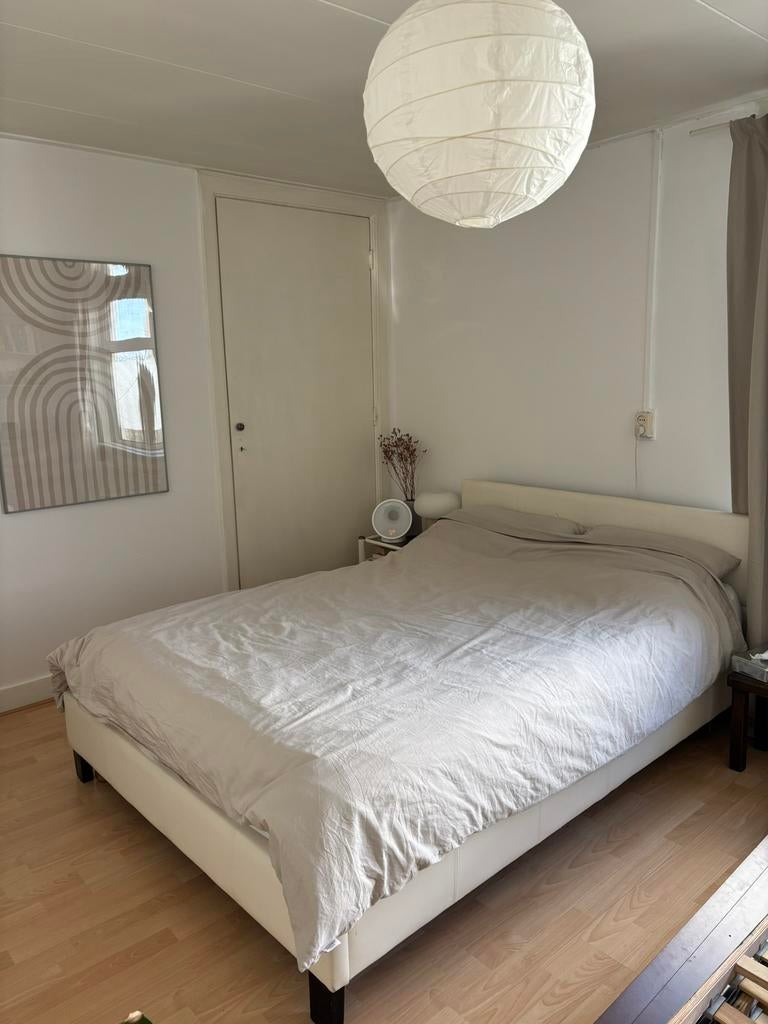 Bed met hoofdbord - 140x200 - Gebroken wit / Crème., Ophalen, Overige materialen, Tweepersoons, 140 cm