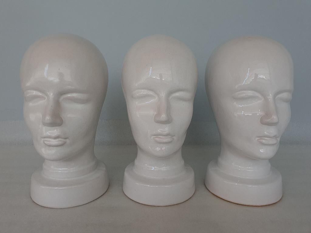 3 vintage keramieken hoofden (West-Germany), Antiek en Kunst, Antiek | Keramiek en Aardewerk, Ophalen of Verzenden