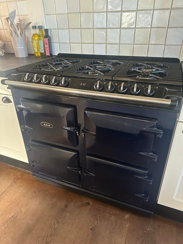 Prachtig AGA Fornuis - 6 pits donker blauw, Vrijstaand, Gas, Ophalen, Gebruikt, Hete lucht, 60 cm of meer