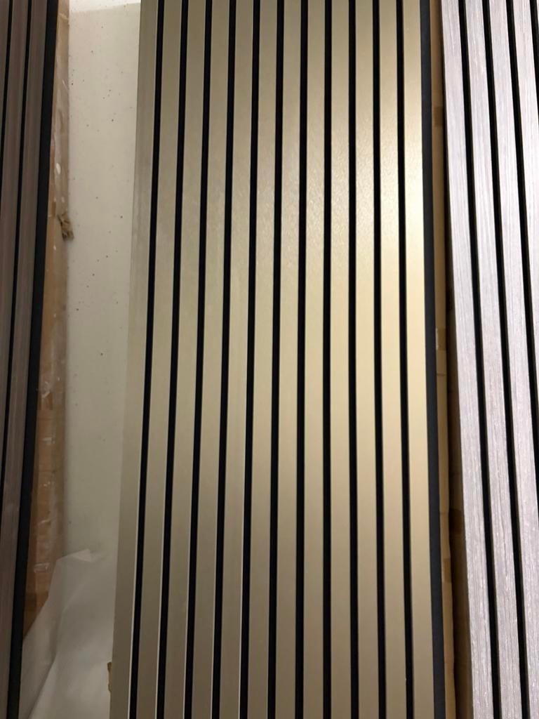 Goud Metallic Akoestische Wandpanelen - 3,5cm latjes, Hout, Nieuw, Goud, Wandbord of Wandpaneel