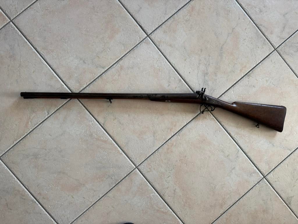 Dubbelloops Jachtgeweer met damast lopen, Verzamelen, Ophalen of Verzenden