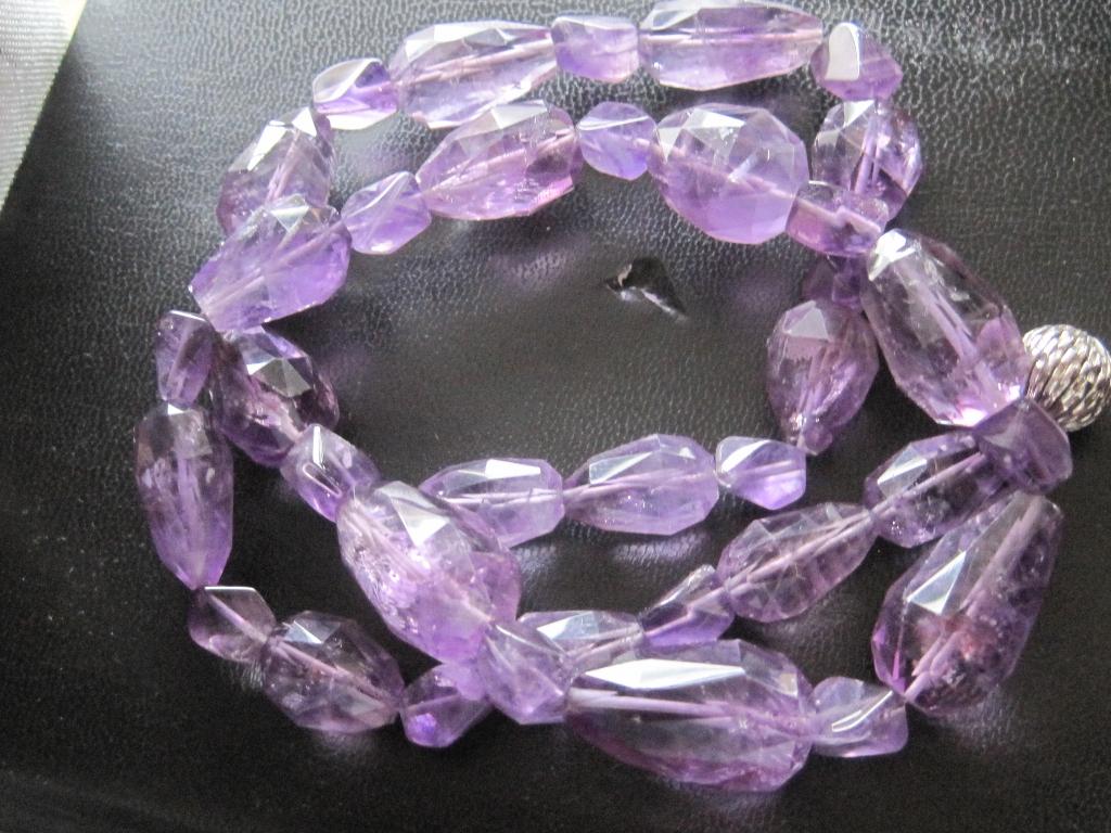 Vintage amethist gefacetteerd collier ketting 107 gram 58 cm, Sieraden, Tassen en Uiterlijk, Kettingen, Ophalen, Paars, Zo goed als nieuw
