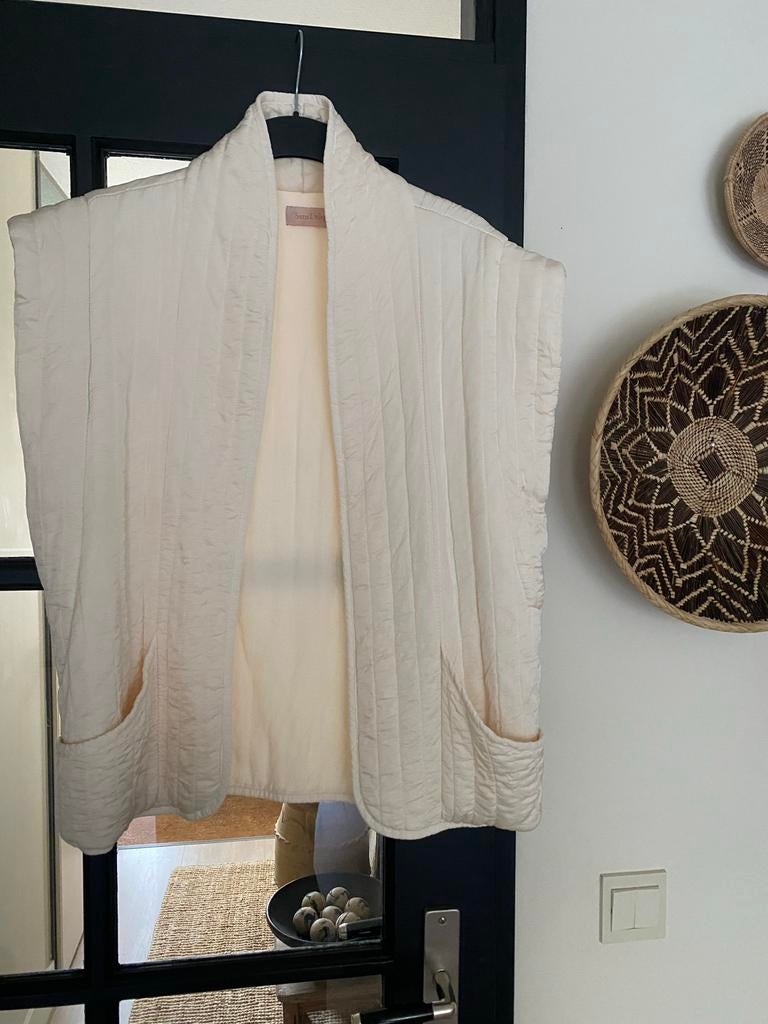 Mouwloos Kimono Jasje met Zakken - SensUniq, Ophalen of Verzenden, Zo goed als nieuw, Maat 38/40 (M), Beige