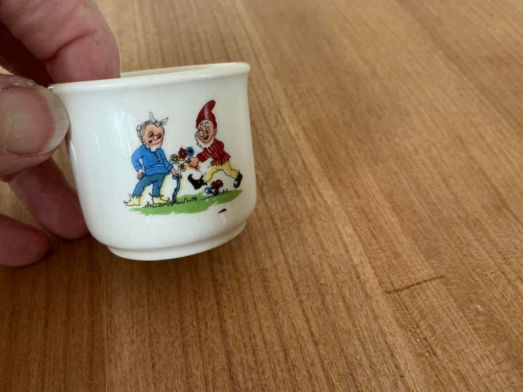 Eierdop kabouters - onderdeel oud kinderservies, Ophalen of Verzenden