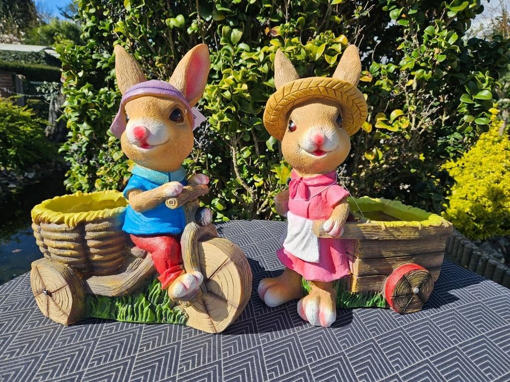 Polyester beelden konijnen, Tuin en Terras, Ophalen, Nieuw, Kunststof, Dierenbeeld