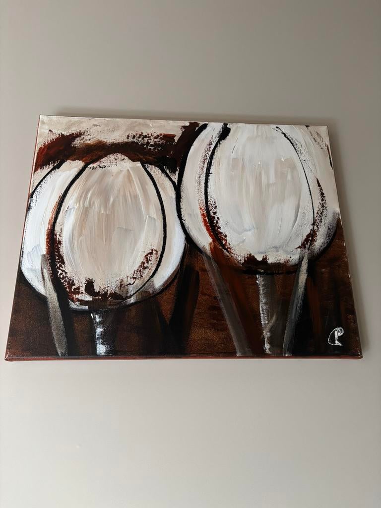 Te koop schilderij Velvety Tulips C.M. Leushuis, Antiek en Kunst, Kunst | Schilderijen | Abstract, Ophalen