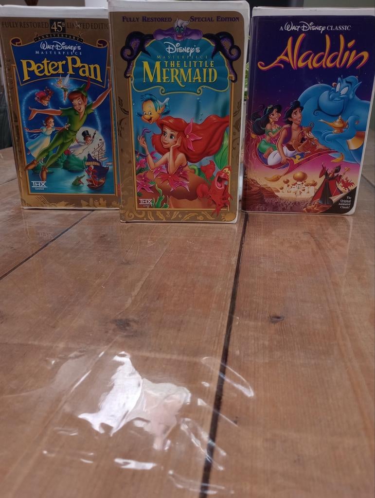 Disney VHS: Peter Pan, De Kleine Zeemeermin, Aladdin, Alle leeftijden, Ophalen of Verzenden, Zo goed als nieuw