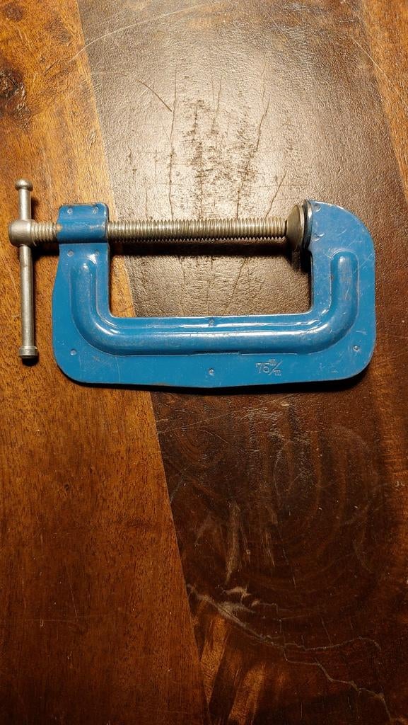 Oude G-klem 75mm - Stevige blauwe lijmklem, Ophalen of Verzenden, Gebruikt