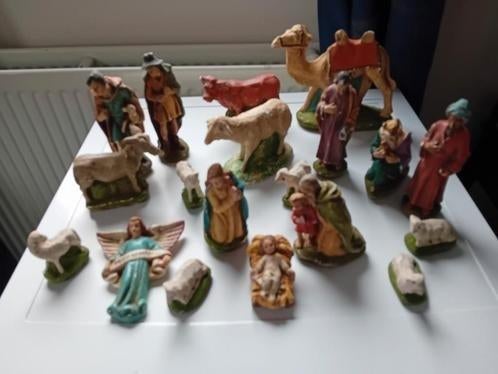 19 Gipsen beelden kerstgroep kerststal kerstmis, Diversen, Kerst, Ophalen of Verzenden, Gebruikt