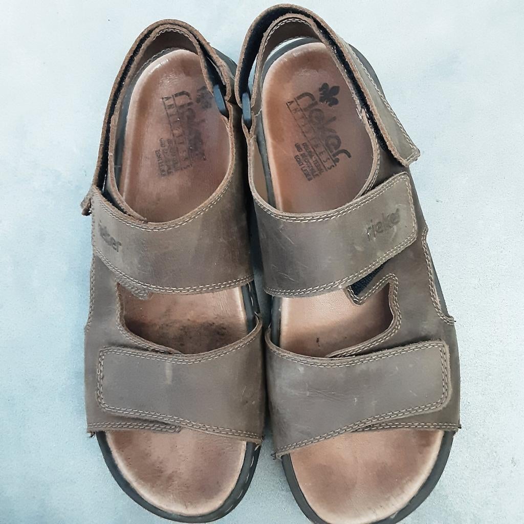 Rieker bruine leren heren sandalen - Maat 44, Sandalen, Bruin, Ophalen of Verzenden, Rieker
