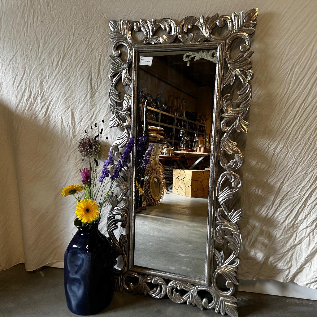Barok Spiegel - houten lijst - zilver - 140 x 70cm-TTM Wonen, TTM Wonen, Meubels – (Perzische) Tapijten en Woonaccessoires, Nieuw