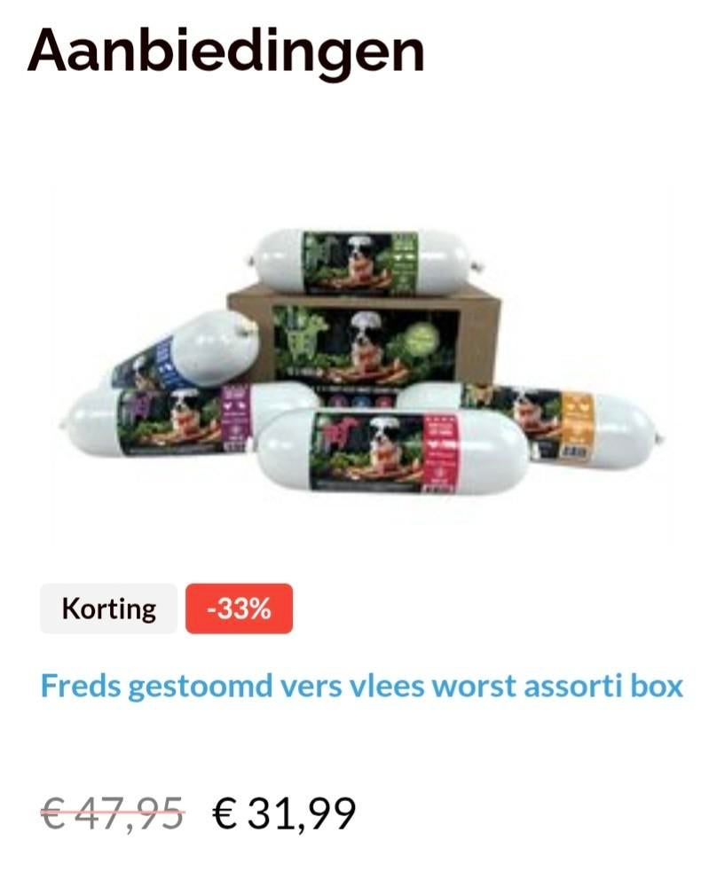 Freds gestoomd vers vlees 10x900 gr, Dieren en Toebehoren, Dierenvoeding, Ophalen of Verzenden, Hond