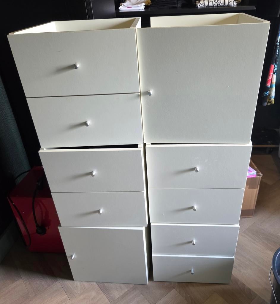 IKEA Kallax inzetstukken: 4 lades, 2 deurtjes, Ophalen, Gebruikt, 3 of 4 laden, Minder dan 100 cm