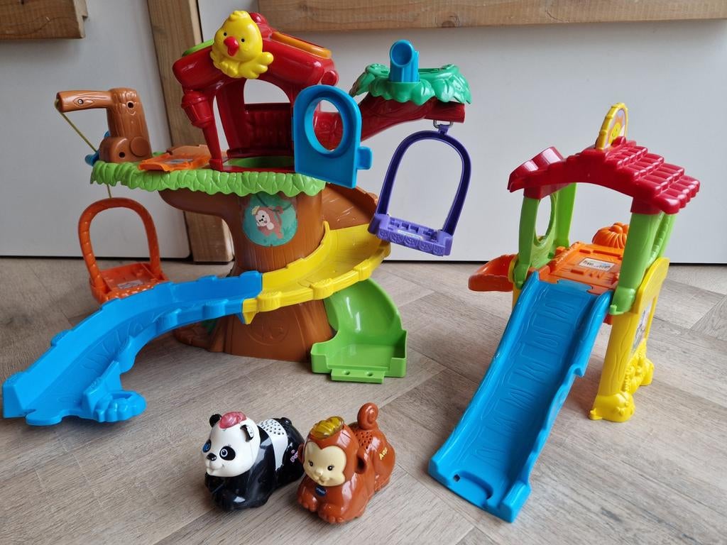 Leuke vtech boomhut en glijbaan met panda en aap, Ophalen, Zo goed als nieuw
