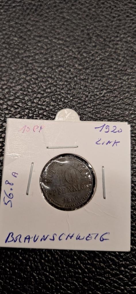 Duits notgeld 10 pfennig 1920 Braunschweig zink, Ophalen of Verzenden, Duitsland
