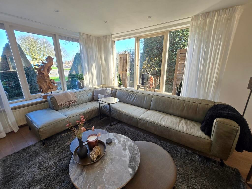 Hoekbank olijf kleur, Ophalen of Verzenden, Vierpersoons of meer