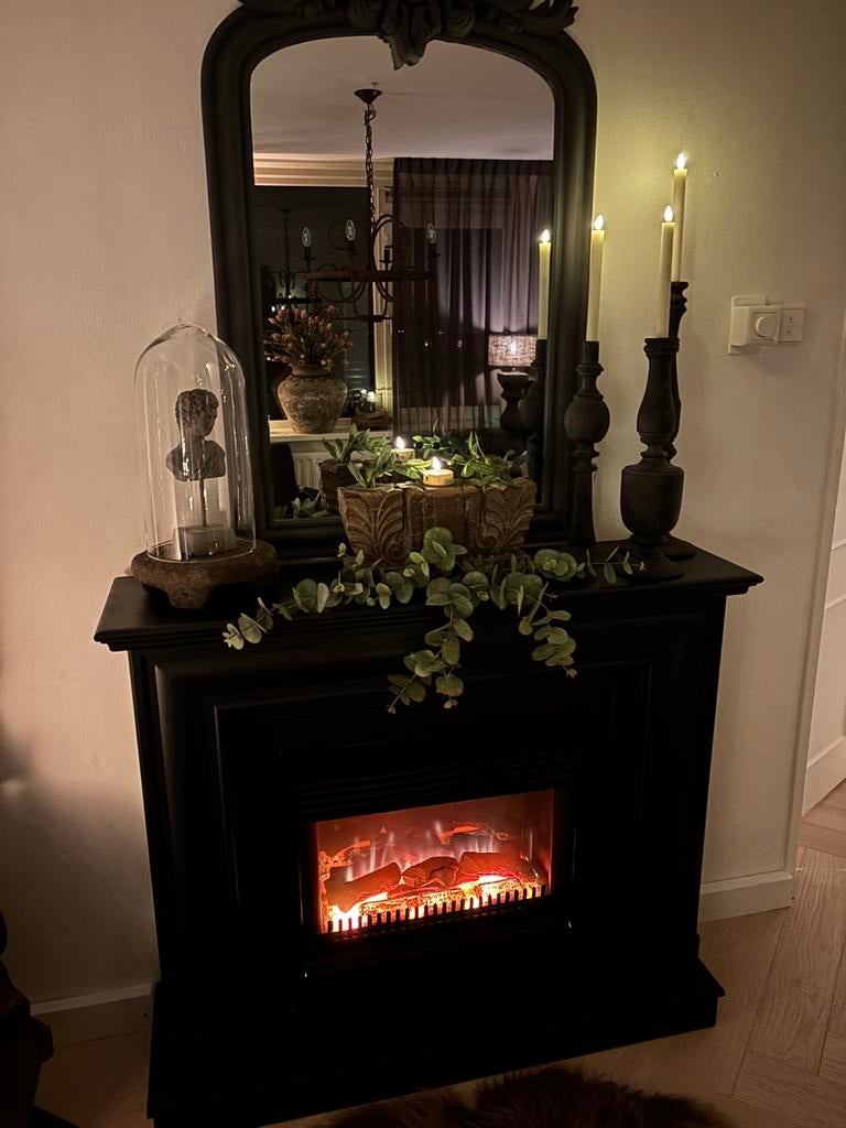 Mooie open haard met spiegel, Ophalen, Zo goed als nieuw, Vrijstaande haard, Elektrische haard