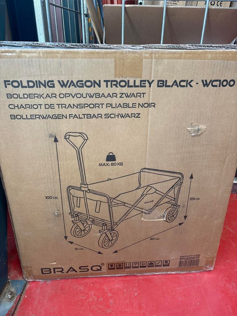 Opvouwbare Bolderkar Zwart - Max. 80 kg, Ophalen of Verzenden, Opvouwbaar, Nieuw