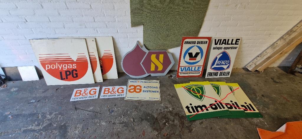 reclame borden geen staal, Vialle B&G Polygas, Ophalen, Zo goed als nieuw, Reclamebord