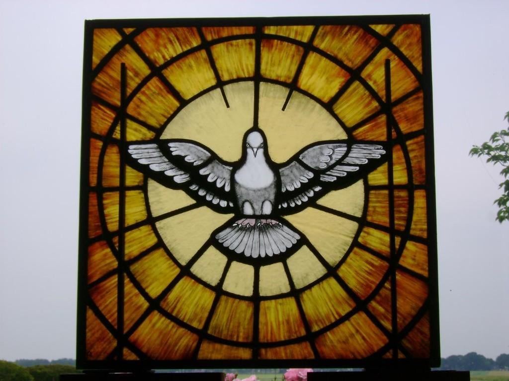 Heilige Geest Ark van Noach religie glas in lood voorzetraam, Ophalen of Verzenden, Nieuw