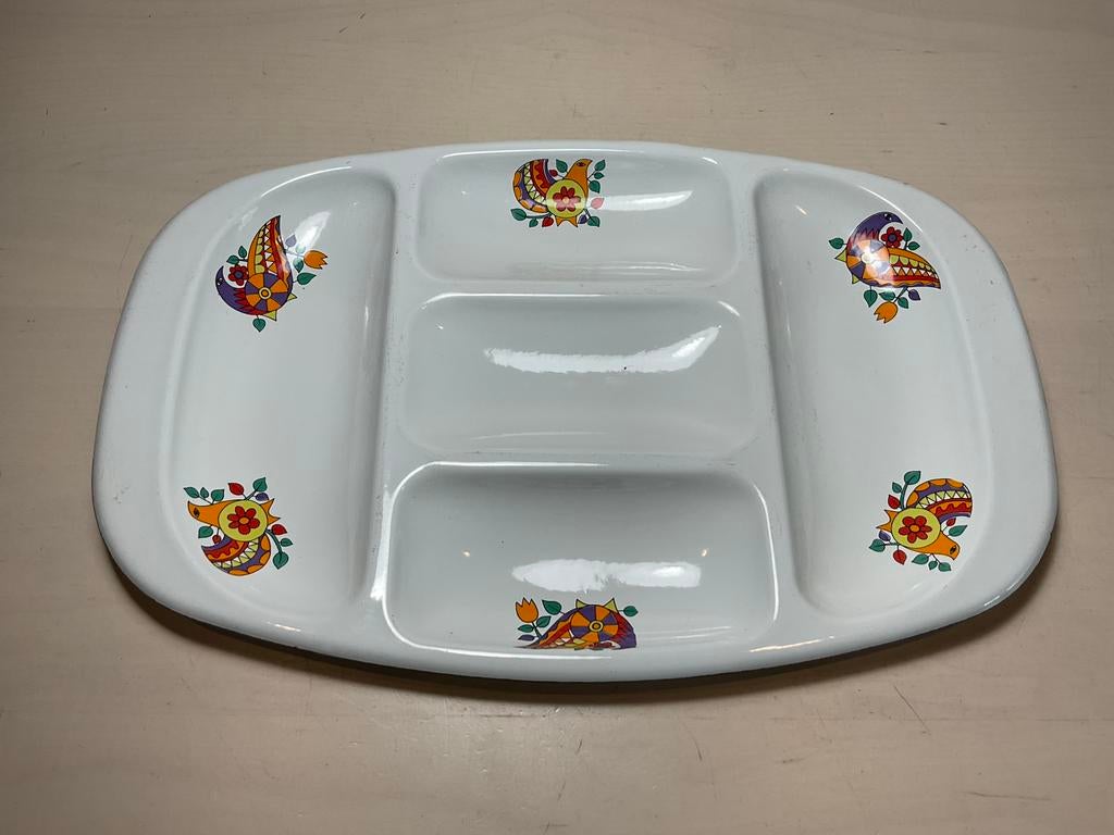 Emaille serveerschaal schaal met vakjes, Ophalen of Verzenden