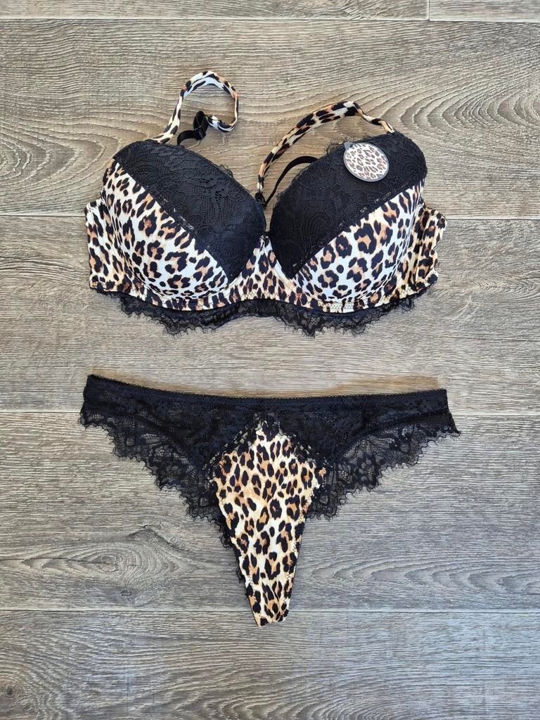 Luipaard print lingerie setje, Verzenden, Bruin, Setje